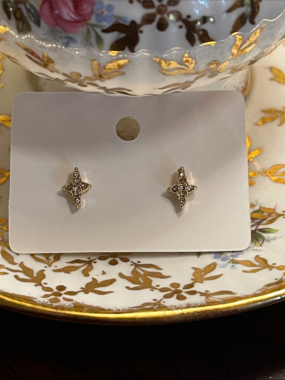 LOFT Tiny Gold Crystal Star Stud Earrings